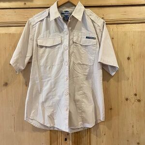 Ex Officio Womens Short Sleeve Beige Khaki Travel Shirt